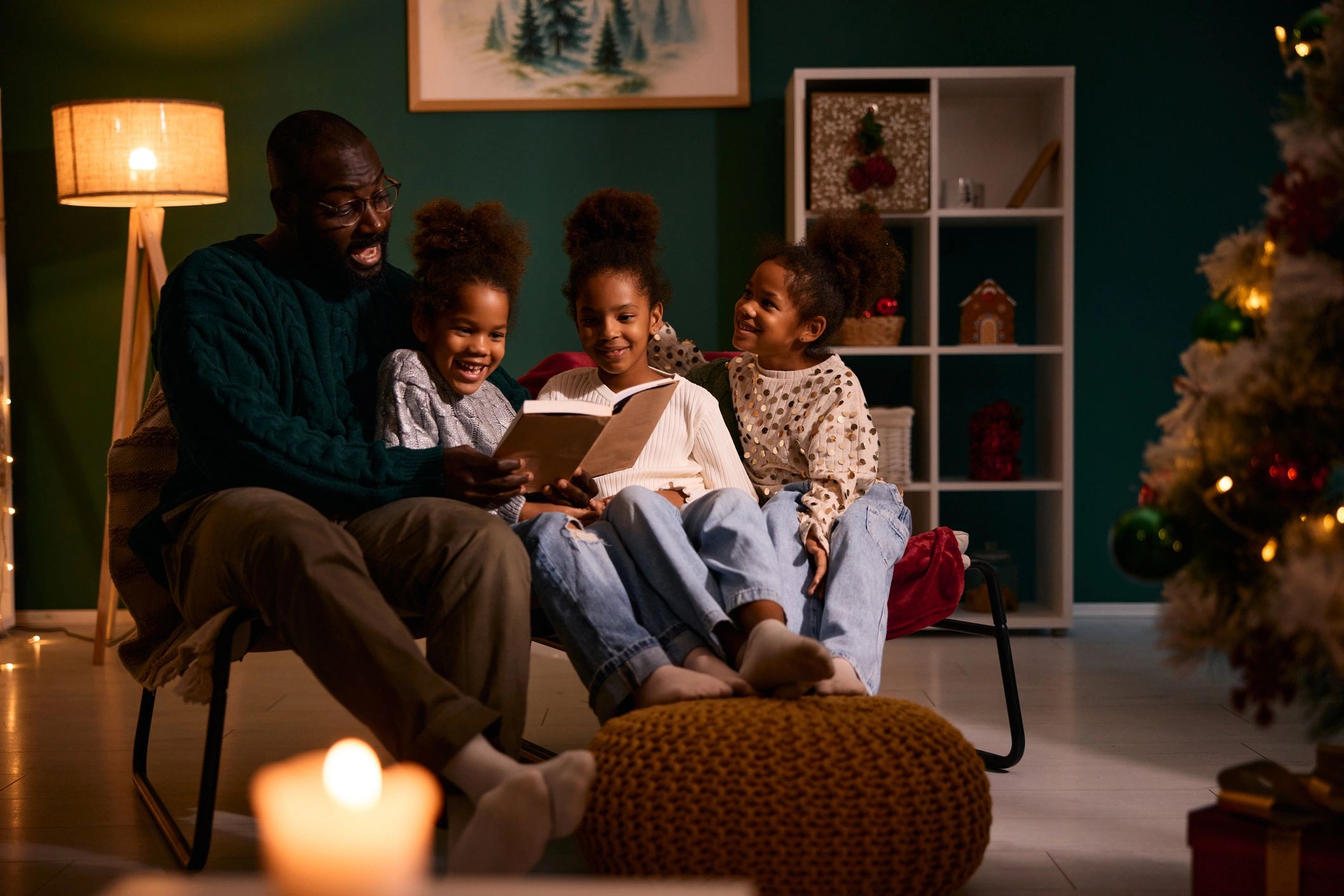 Parent reading with children
