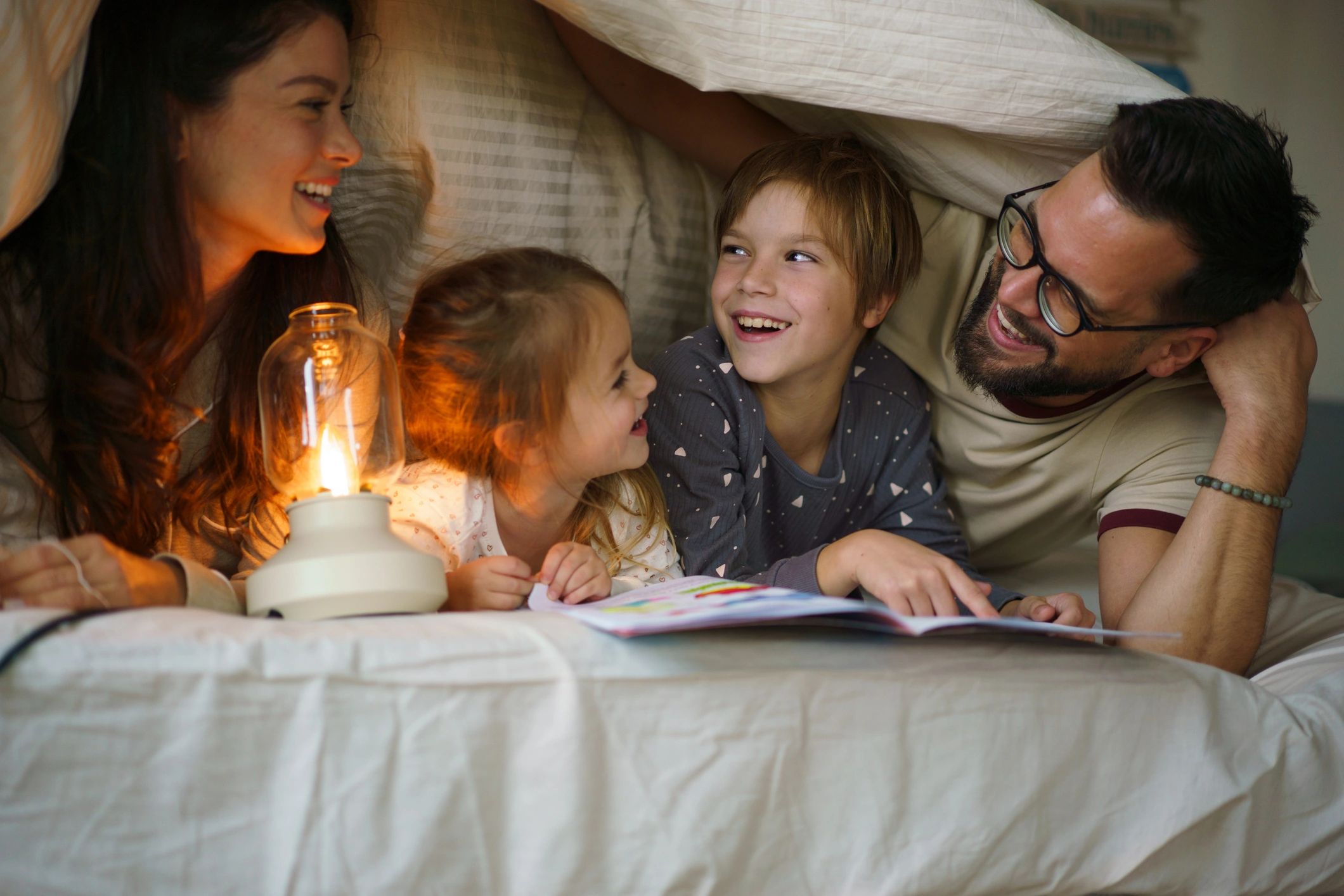 Family reading together